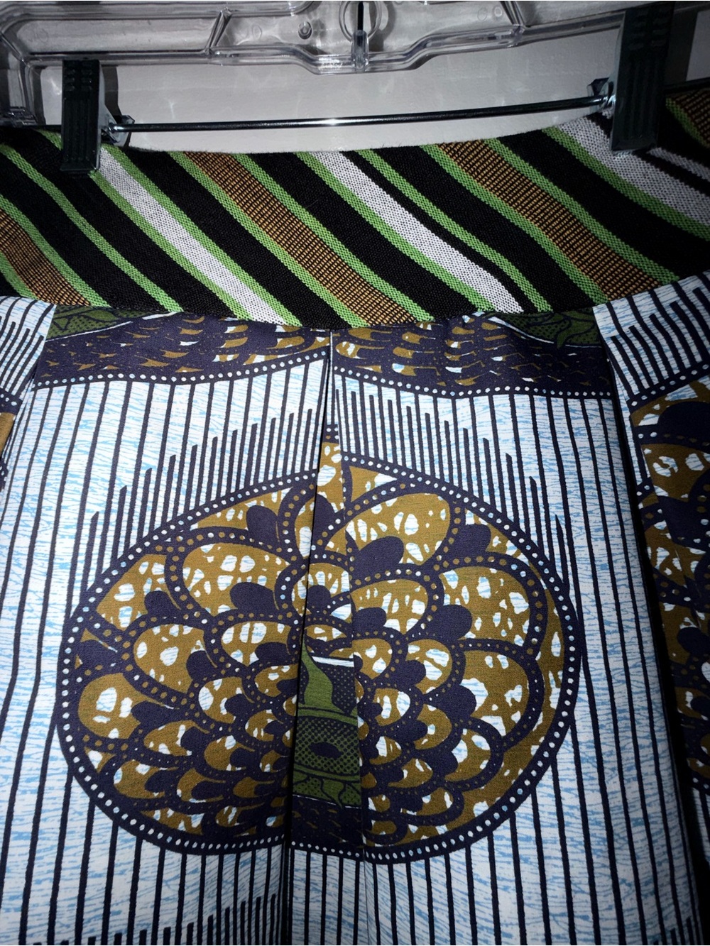 Stella Jean IT 42 A‑Line Ankara Print Midi Skirt Olive Gold Green African Wax - Picture 6 of 6